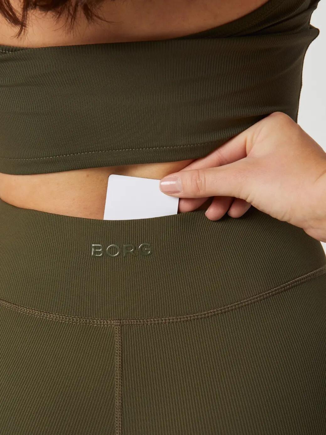 bjorn_borg STUDIO HIGHWAIST RIB TIGHTS — cintura alta, OLIVE NIGHT 5/5