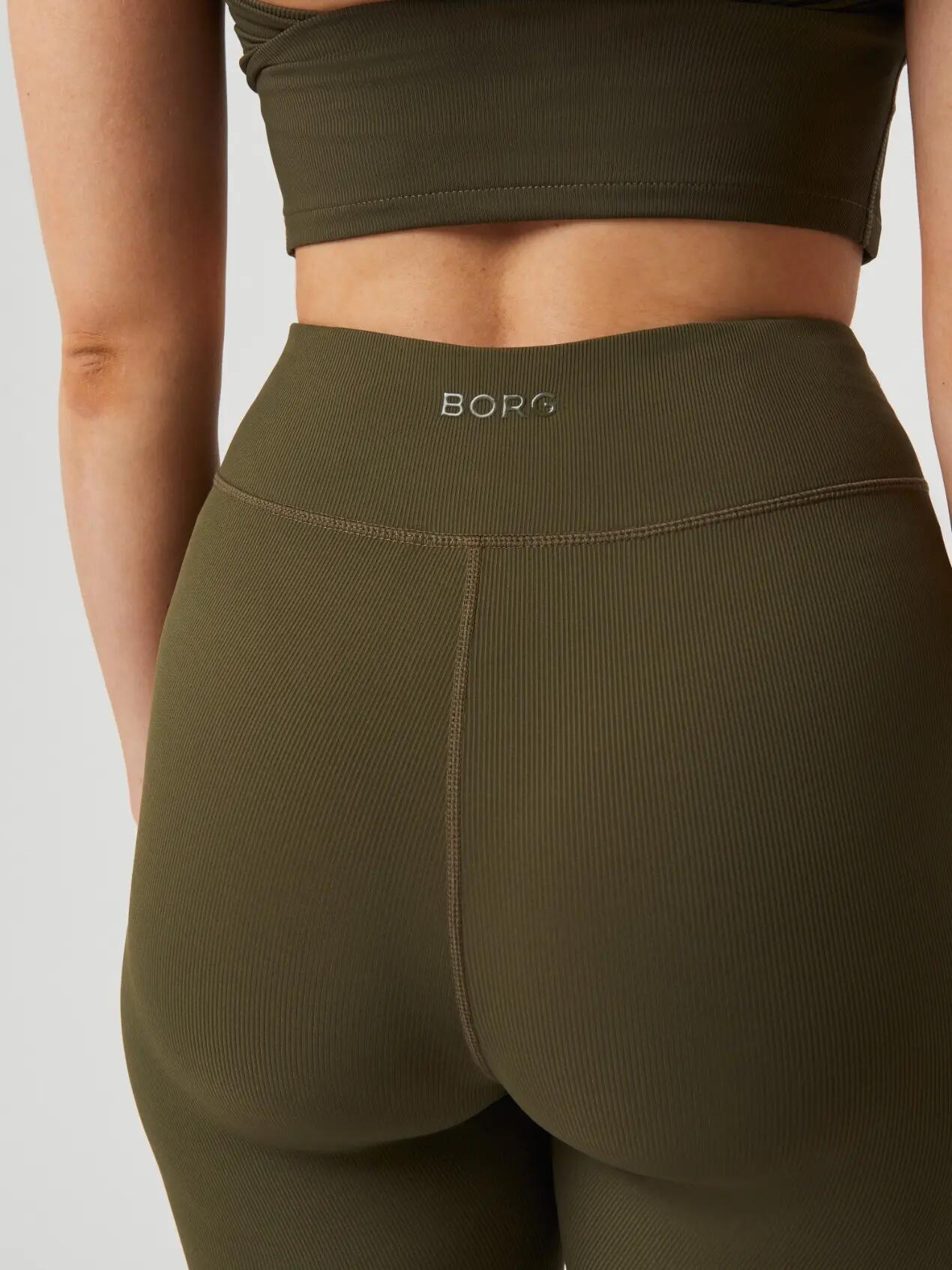 bjorn_borg STUDIO HIGHWAIST RIB TIGHTS — cintura alta, OLIVE NIGHT 4/5