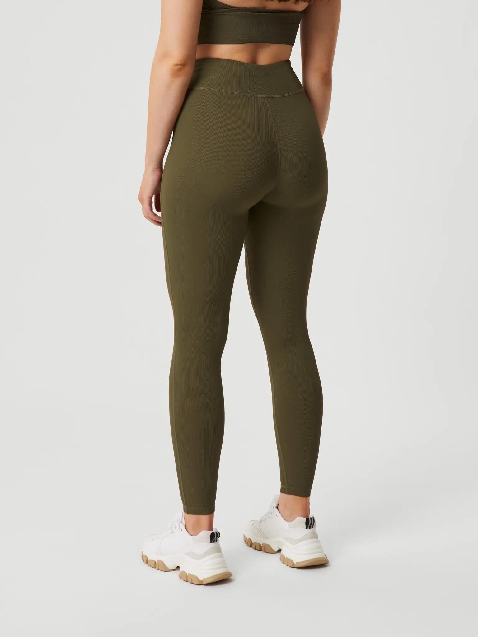 bjorn_borg STUDIO HIGHWAIST RIB TIGHTS — cintura alta, OLIVE NIGHT 2/5