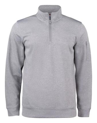 clique Basic Active Half Zip Herren-Halbreißverschluss grau meliert Polyester
