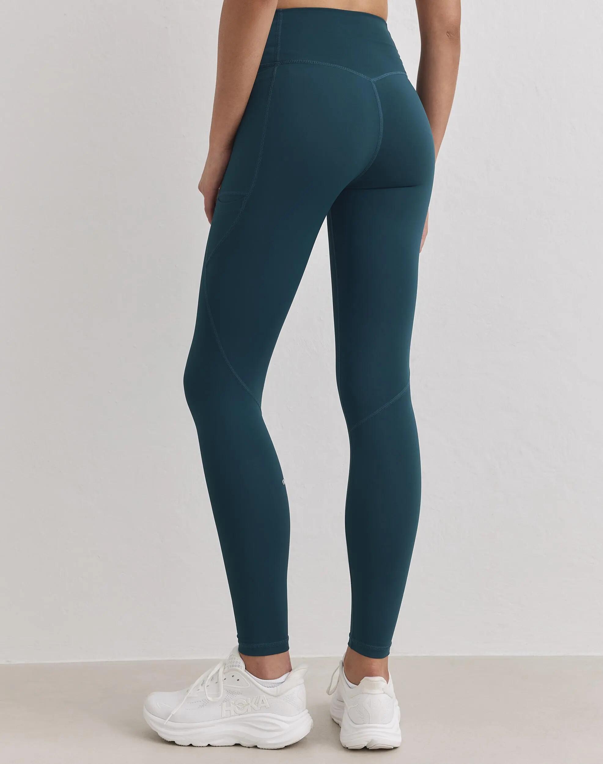 Dames Hardlooplegging Hoge Taille Gerecycled Rekbaar Zakken squat proof Lagune 6/7