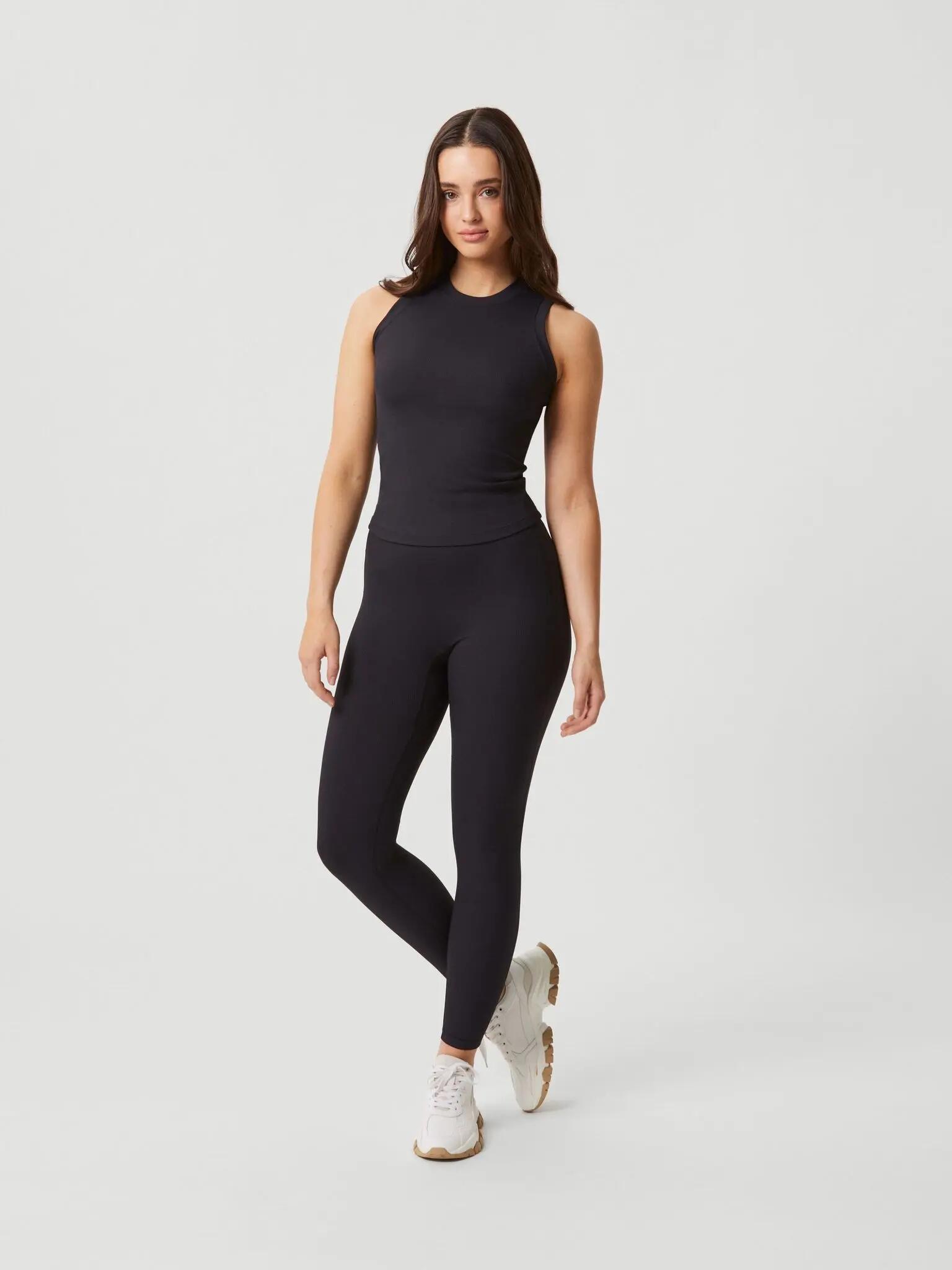 bjorn_borg STUDIO HIGHWAIST RIB TIGHTS em BLACK BEAUTY 3/4