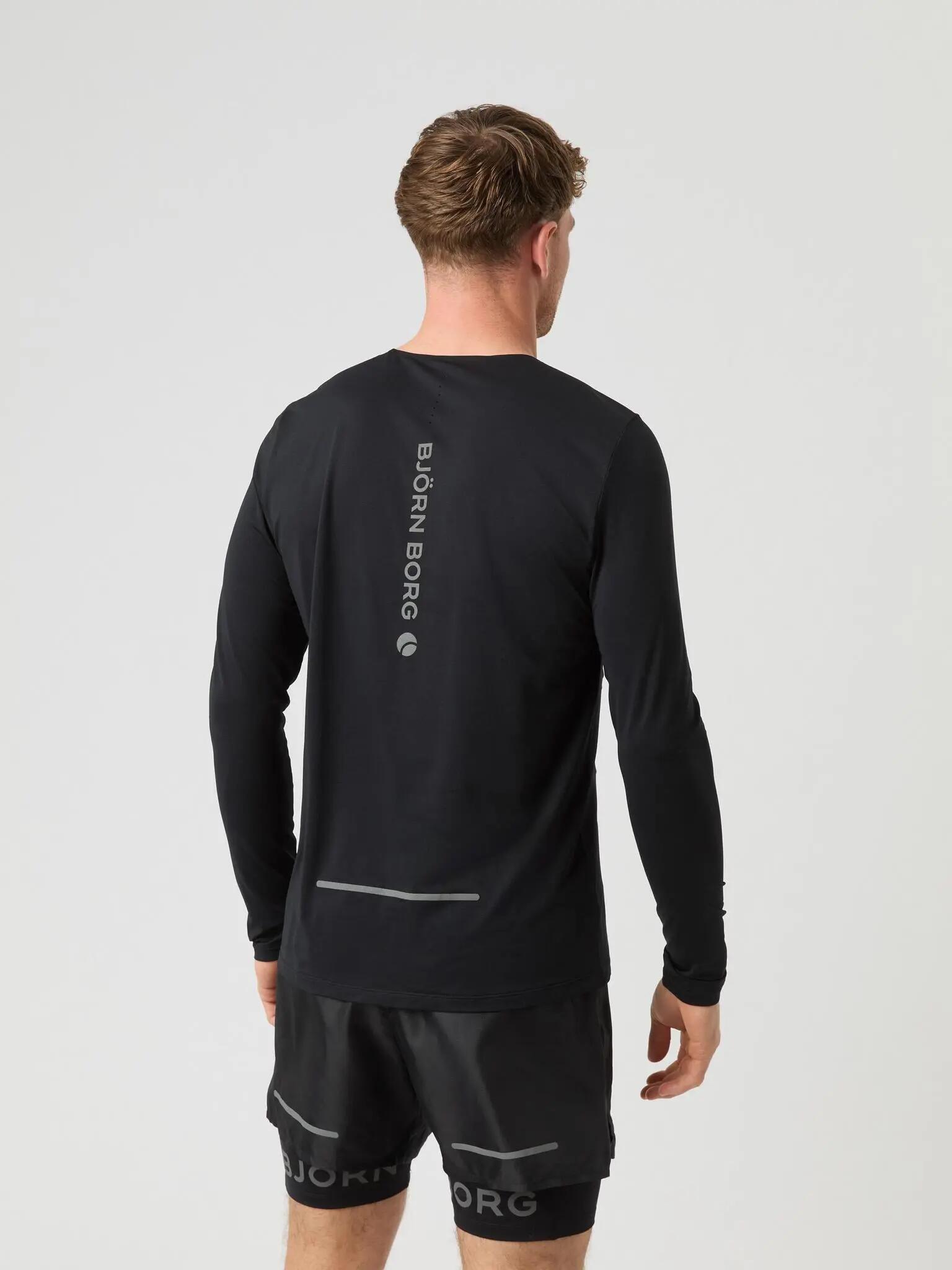 bjorn_borg BORG RUNNING FEATHER LONG SLEEVE T-SHIRT - BLACK BEAUTY 2/5