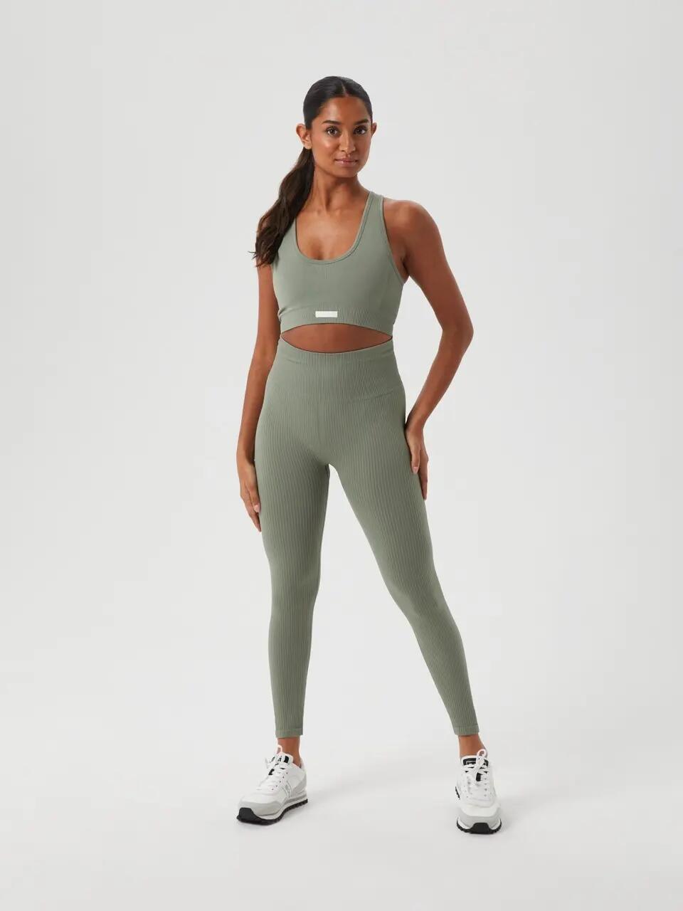 bjorn_borg STUDIO SEAMLESS RIB TIGHTS VETIVER 3/4