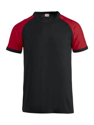 Clique raglan-t tweekleurig raglan-t-shirt van gekamde katoen – black/red