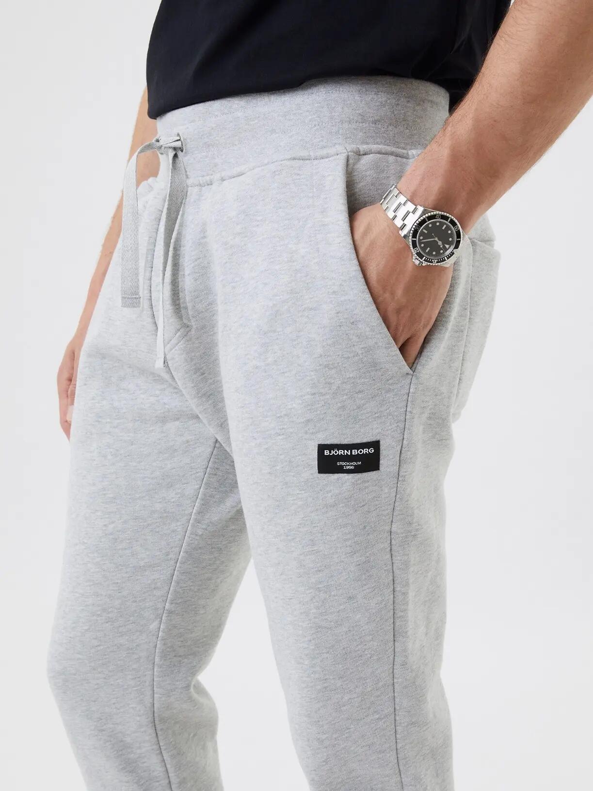 bjorn_borg CENTRE TAPERED PANTS light grey melange 4/5