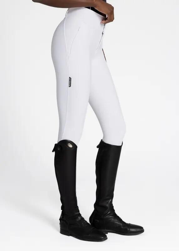 Pantalón Mujer Equitación Maximilian Vision Full Grip Blanco 4/7