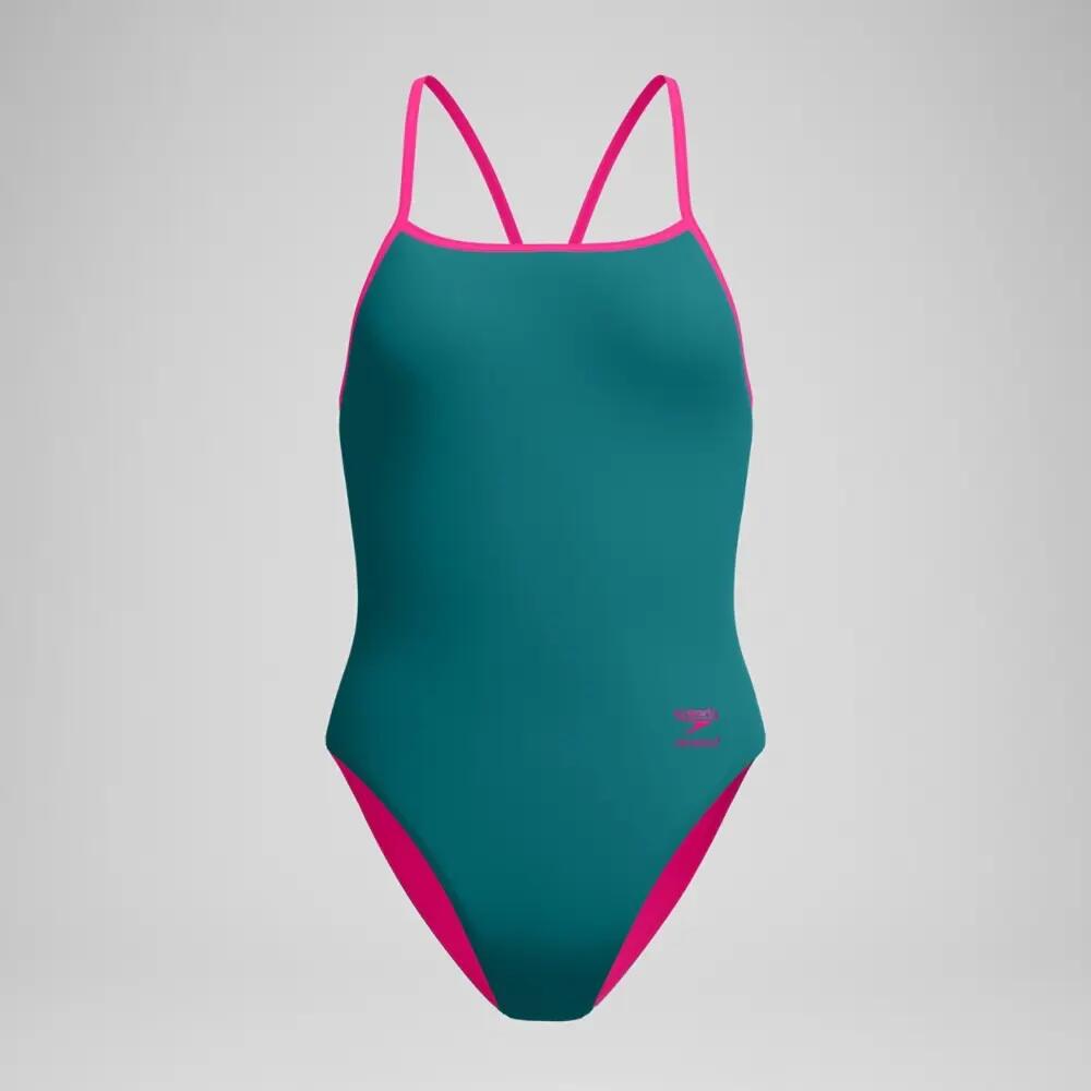 Maillot de Bain 1 Pièce Femme Speedo Club Training Turnback Bleu/Rose 6/6