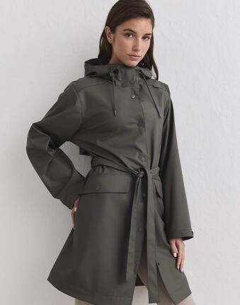 Femme Veste de Pluie Imperméable 5000 mm Capuche Ajustable Lierre Foncé