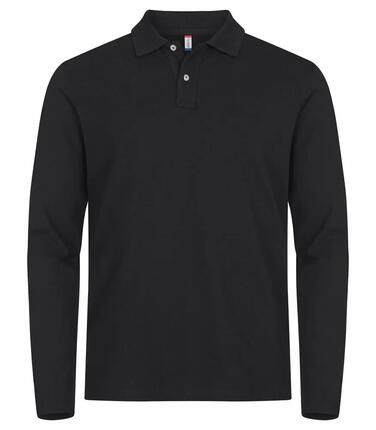 clique Polo Stretch Premium manches longues – Noir