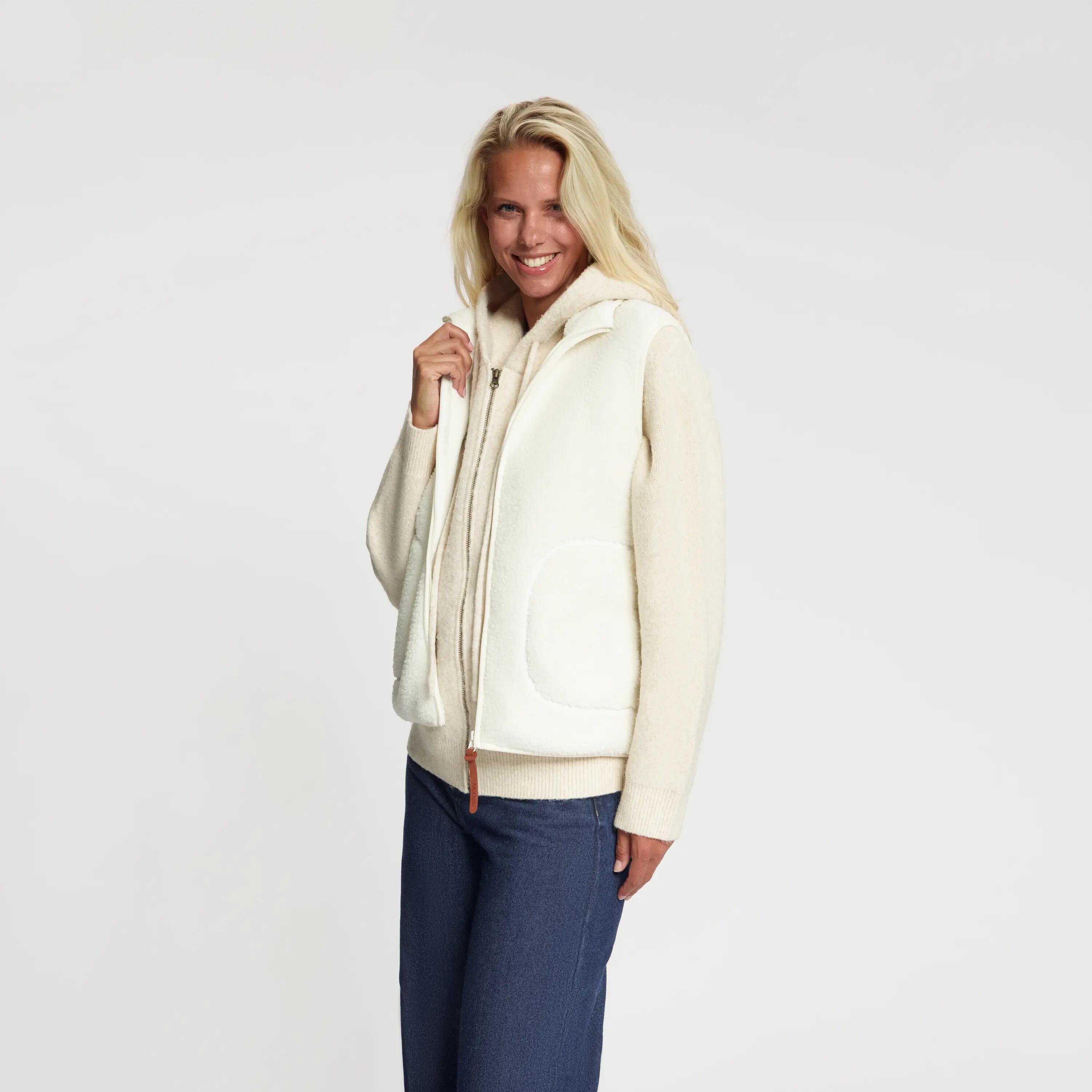 Maya Femme - Gilet d'extérieur - Teddy - Blanc cassé 2/6