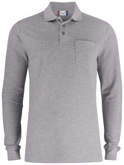 clique Basic Polo Pocket L/S aus Baumwolle – Brusttasche, reguläre Passform