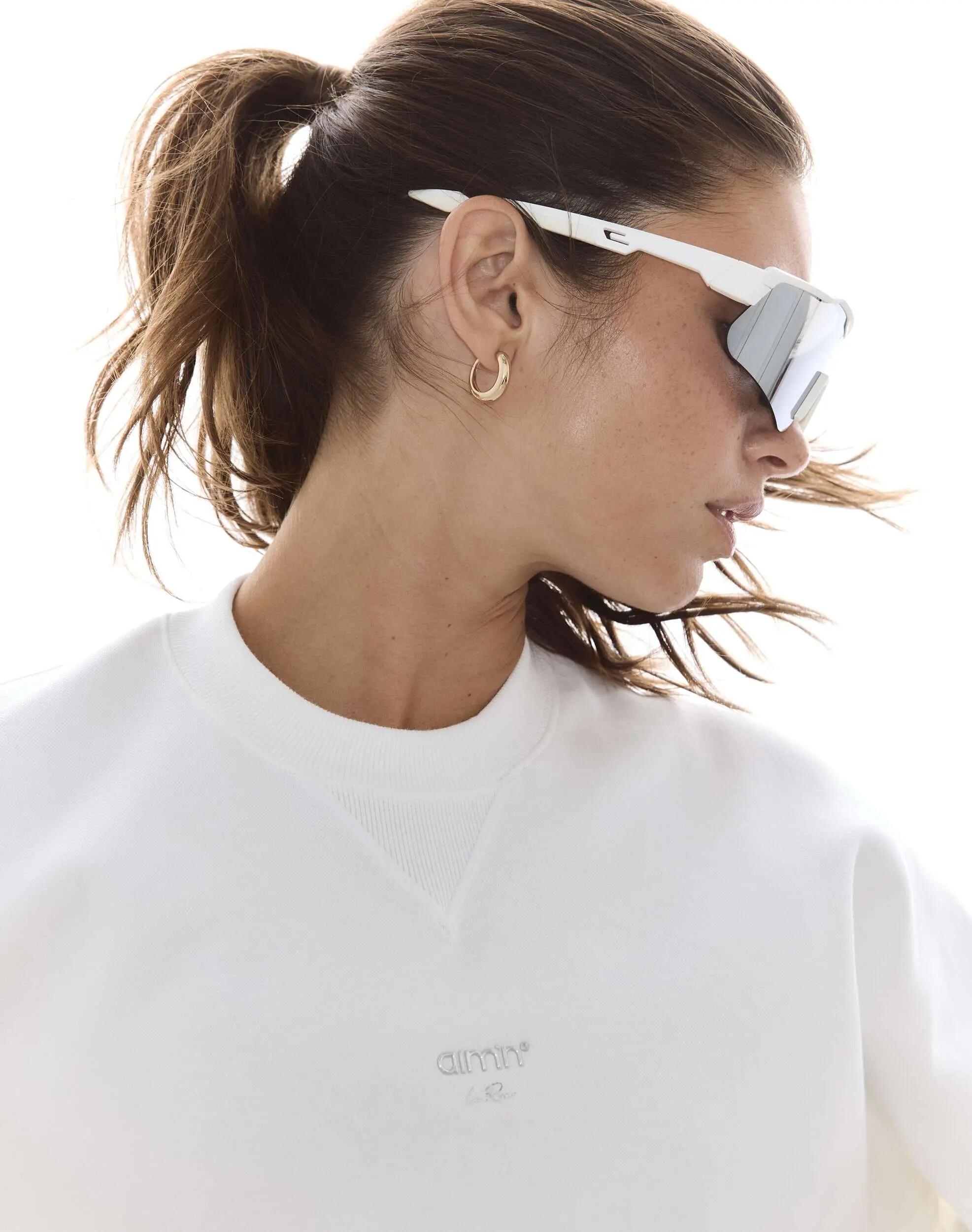Damen Lauf-Sweatshirt Atmungsaktiv Feuchtigkeitsableitend Le Run Weiß 5/6
