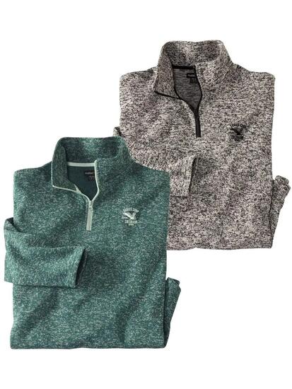 Lot de 2 Sweats Molleton à Col Montant Zippé