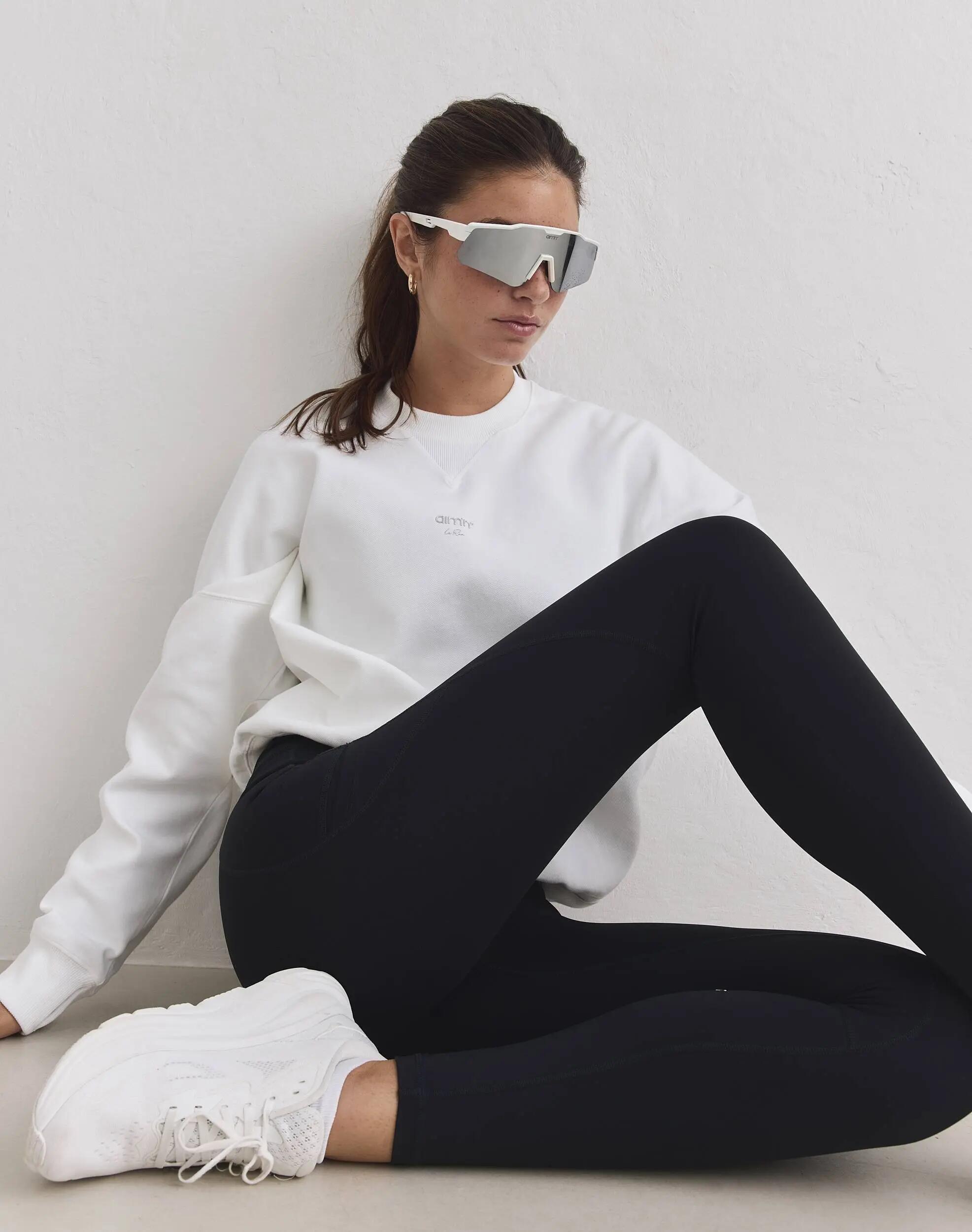 Damen Lauf-Sweatshirt Atmungsaktiv Feuchtigkeitsableitend Le Run Weiß 4/6