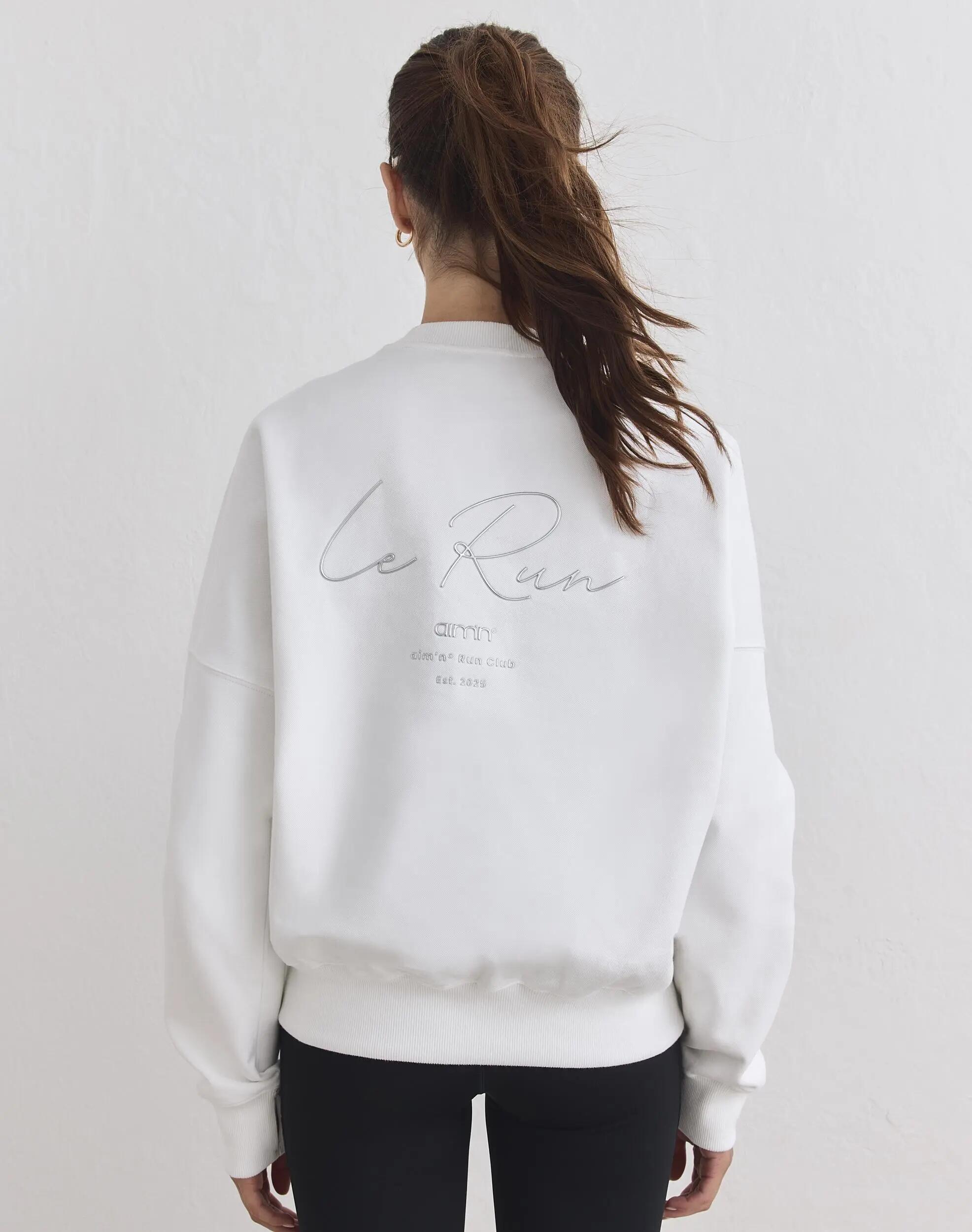 Damen Lauf-Sweatshirt Atmungsaktiv Feuchtigkeitsableitend Le Run Weiß 2/6