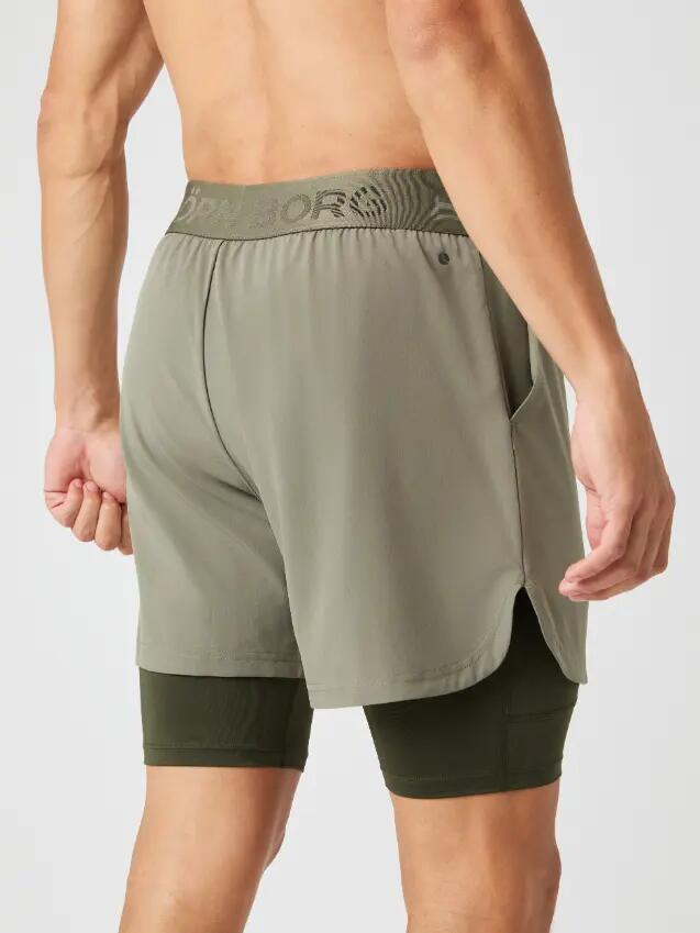 bjorn_borg BORG 2 IN 1 SHORTS Hombre — DUSTY OLIVE 2/4
