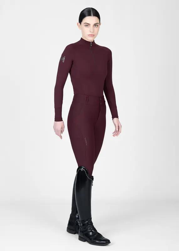 Pantalón Mujer Equitación Maximilian Aero Full Grip Burdeos 6/7
