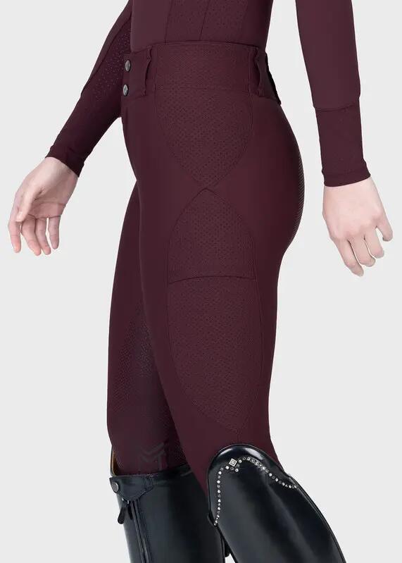 Pantalón Mujer Equitación Maximilian Aero Full Grip Burdeos 2/7