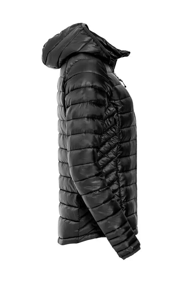 clique Hudson Women Casaco feminino acolchoado efeito pluma com capuz removível 4/4