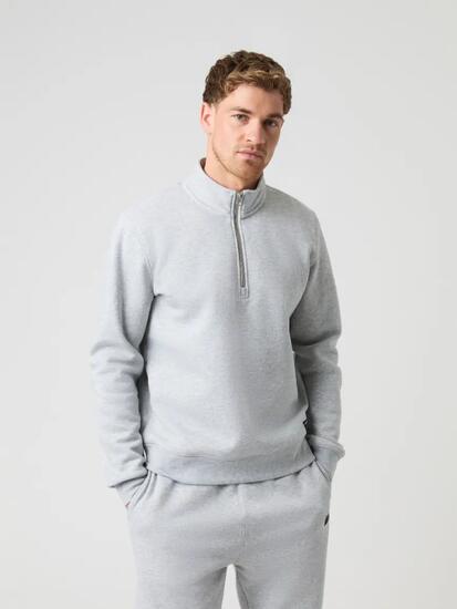 bjorn_borg CENTRE HALF ZIP – Herren Half-Zip in Light Grey Melange