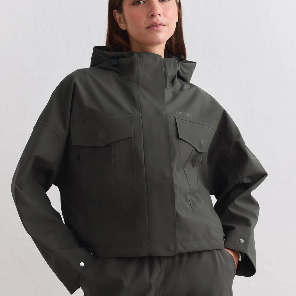 Women's Rain Jacket Waterproof 3-Layer Taped Seams Dark Ivy