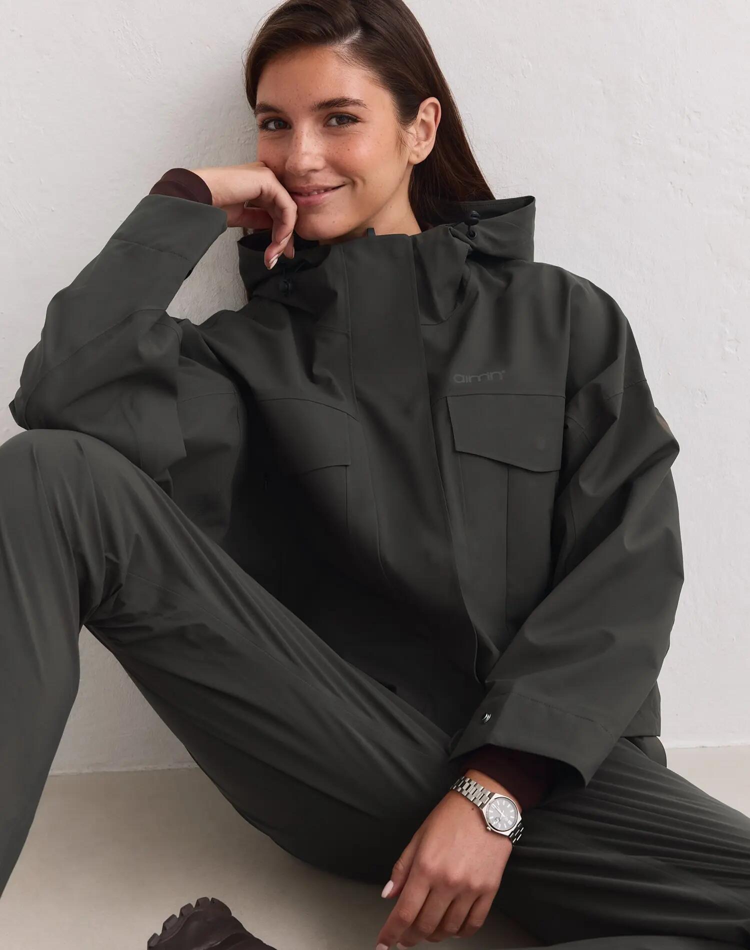 Femme Veste de pluie Imperméable 3 couches Coutures étanchées Lierre foncé 3/5