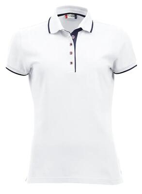 Clique polo seattle women 100% katoen – wit/donkerblauw – white/dark navy