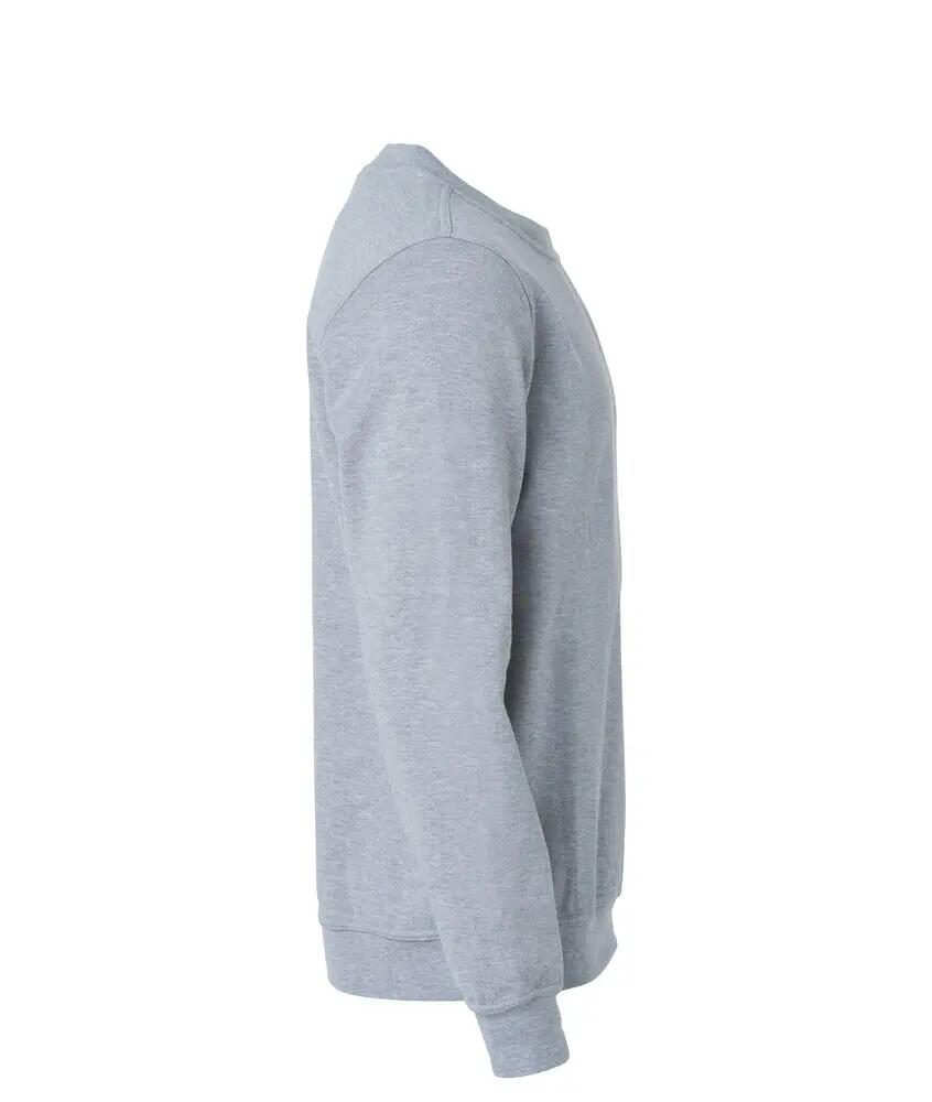 clique Basic Roundneck sweatshirt unissexo cinza mesclado, 65% poliéster/35% 4/4