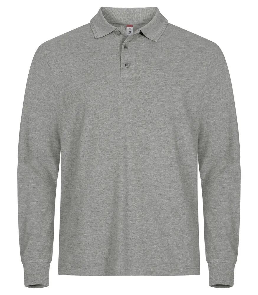 clique Manhattan L/S polo manches longues pour homme, Grey Mélange 1/4