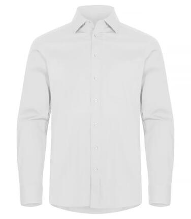 clique Stretch-Hemd L/S — Weiß, Baumwolle mit Stretch