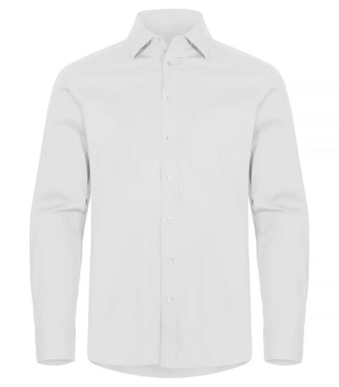 clique Stretch-Hemd L/S — Weiß, Baumwolle mit Stretch