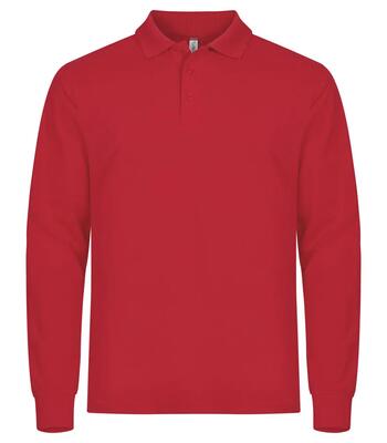 Clique manhattan l/s heren lange mouw polo, jacquardstrepen, rood