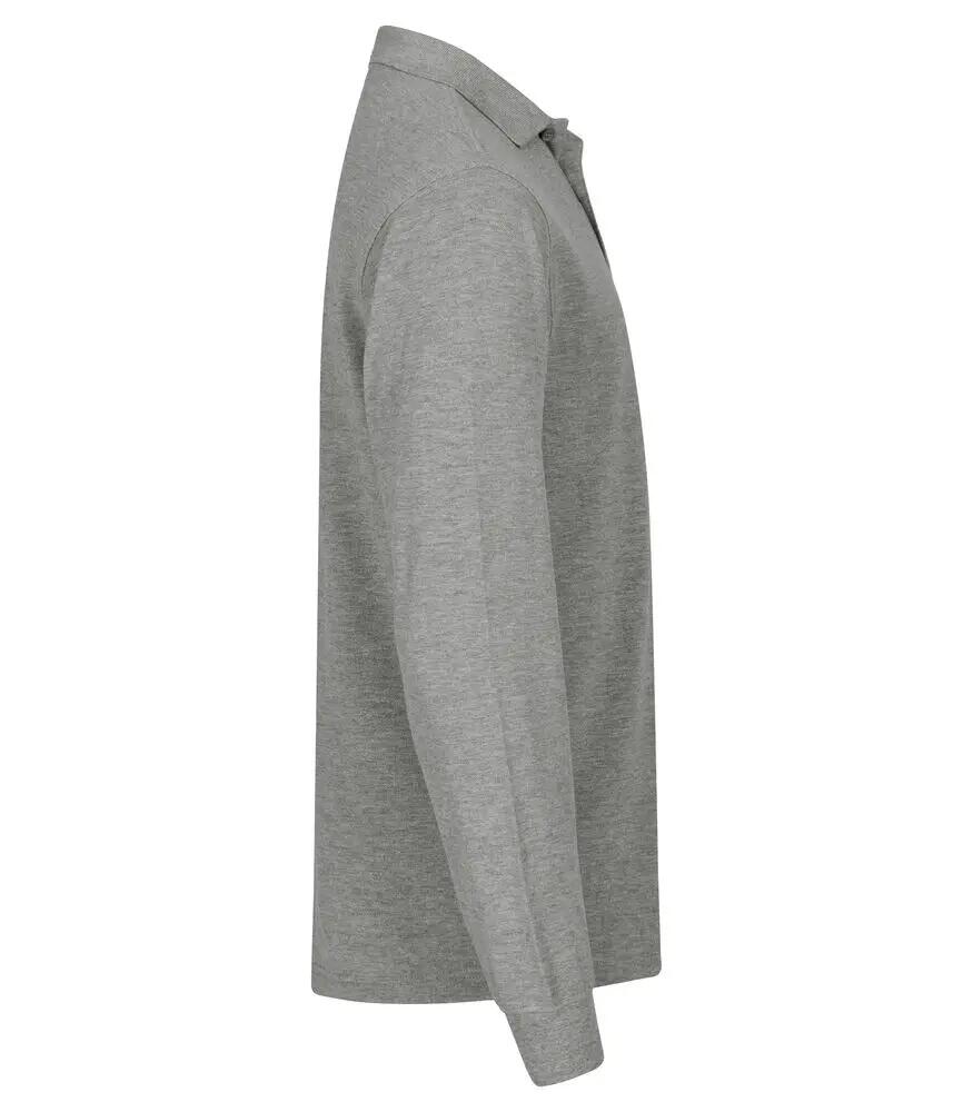 clique Manhattan L/S polo manches longues pour homme, Grey Mélange 3/4