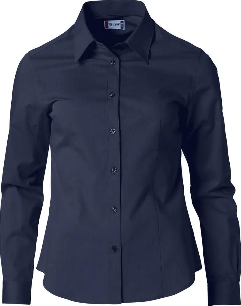 clique Clare dames overhemd lange mouw 100% katoen – dark navy 1/4