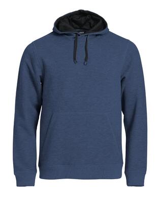 Clique classic hoody — hoodie blue melange met kangaroopocket