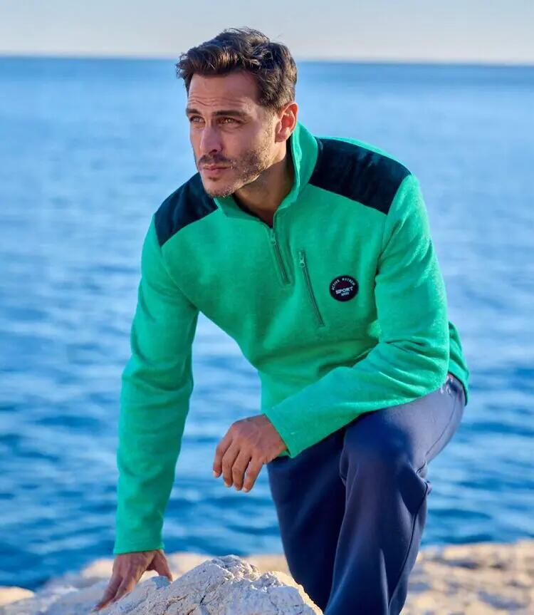 Pull Molleton Chiné Sport 3/4