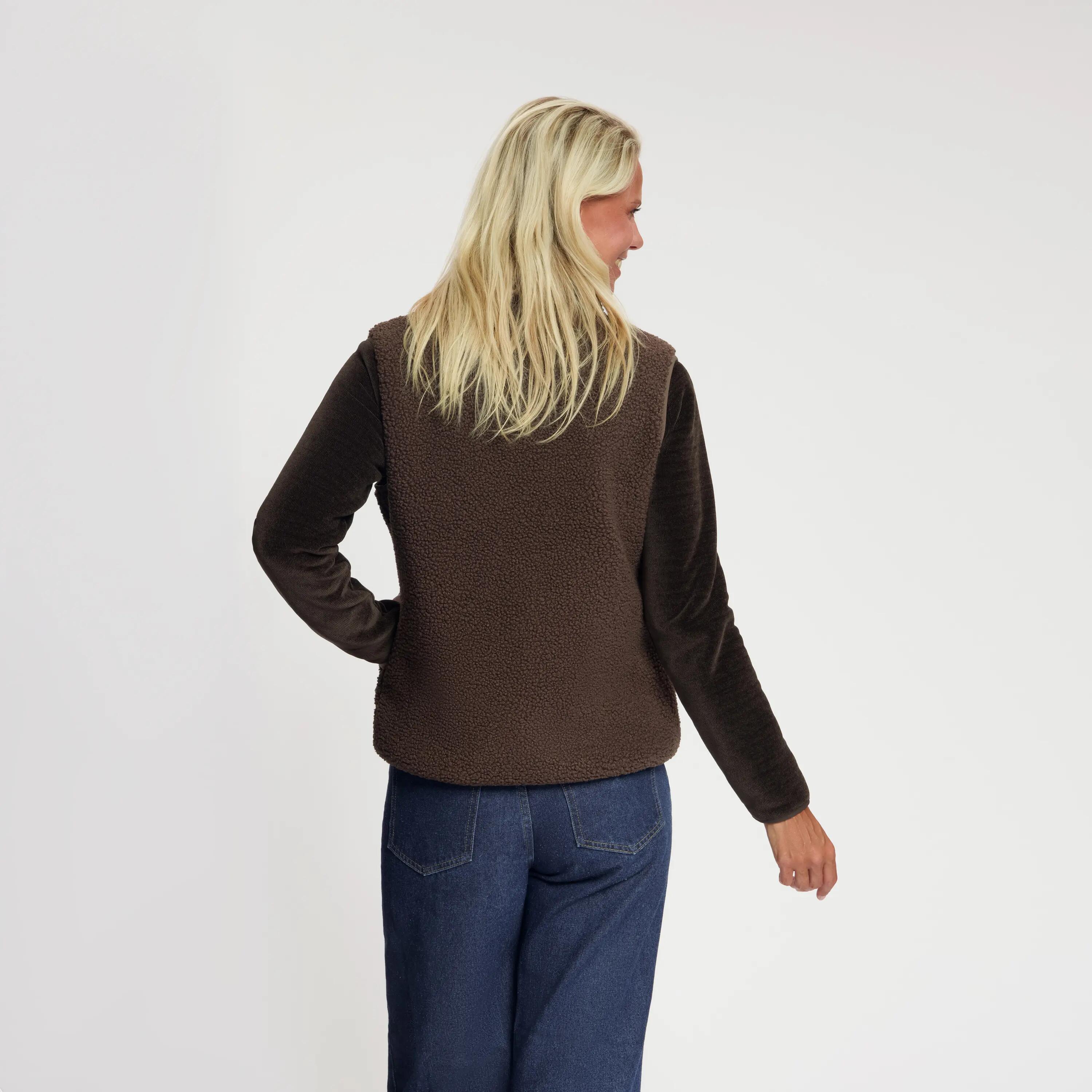 Maya Femme - Gilet d'extérieur - Teddy - Marron foncé 3/6