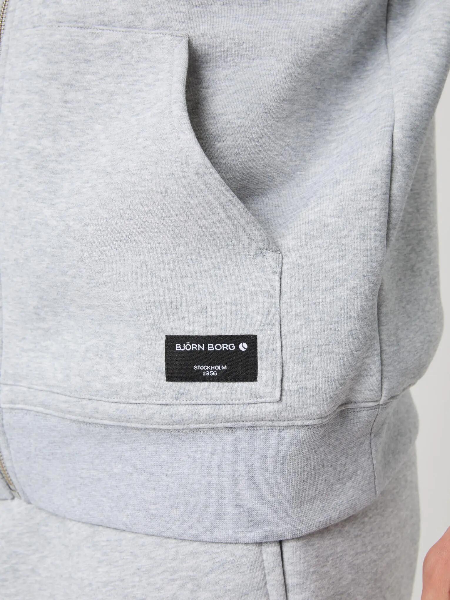 bjorn_borg CENTRE ZIP HOODIE heren — LIGHT GREY MELANGE 4/5