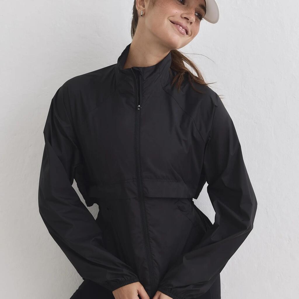 Women's Running Jacket Water-Repellent Wind-Resistant Breathable Black