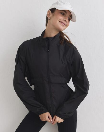 Damen Laufjacke Wasserabweisend Windabweisend Atmungsaktiv Le Run Schwarz