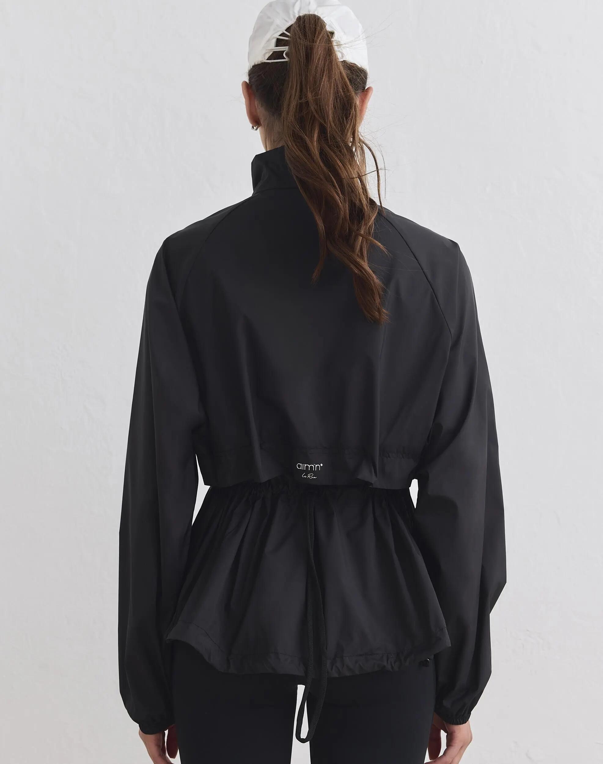 Femme Veste de Course Déperlante Coupe-Vent Respirante Noir 2/5