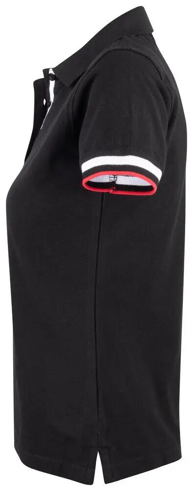 clique Newton Women Polo 100% algodão penteado – preto 3/4