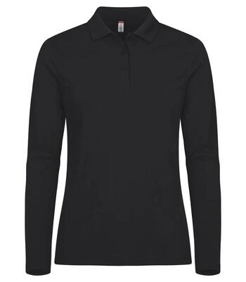 Clique manhattan l/s dames polo lange mouw – zwart, maat xl