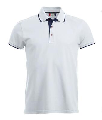 Clique polo seattle 100% katoen wit/donkerblauw – white/dark navy