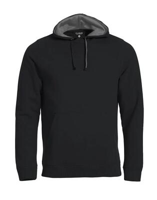 Clique classic hoody heren — zwarte hoodie met kangarookzak