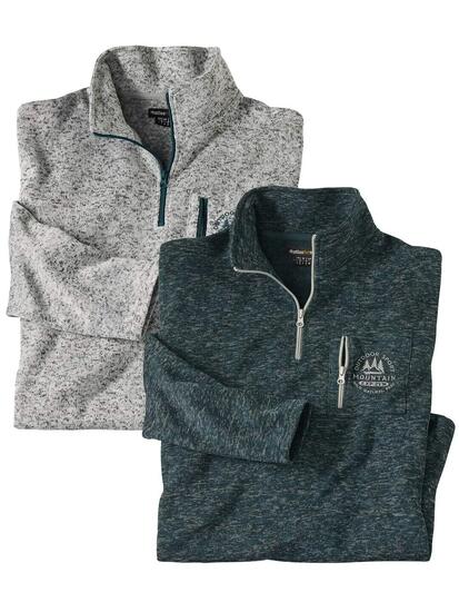 Le Lot de 2 Sweats Molleton Col Zippé