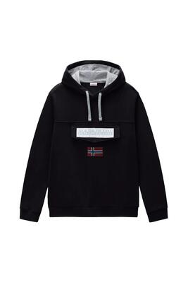 Sweater - heren - burgee - relaxed, capuchon, ritszak - zwart