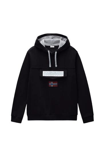 Sweat - homme - relaxed, capuche, poche zippée - burgee - noir