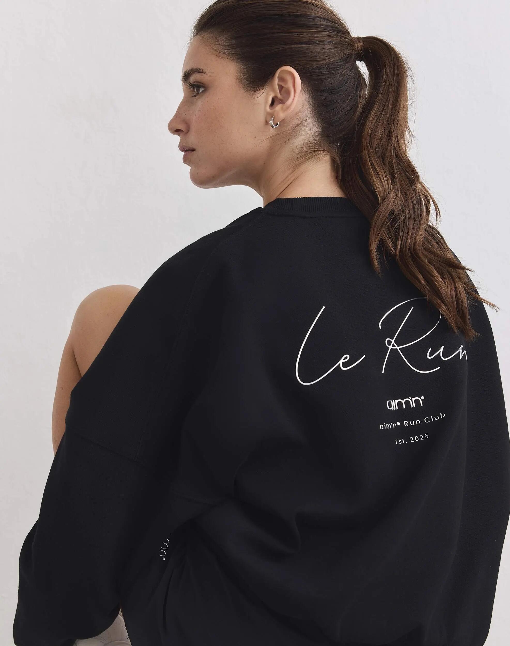Damen Lauf-Sweatshirt Atmungsaktiv Feuchtigkeitsableitend Le Run Schwarz 5/5